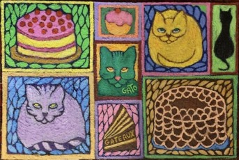 "Cats and Cakes" by Meg Boe Birns

Acrylic on Canvas
Dimension: 262"L x 90"W X 48"D
Price: $800
