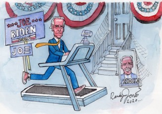 "Biden's Run" Randy JonesWatercolor on PaperDimension: 10.75"W X 7.5"HPrice on Request